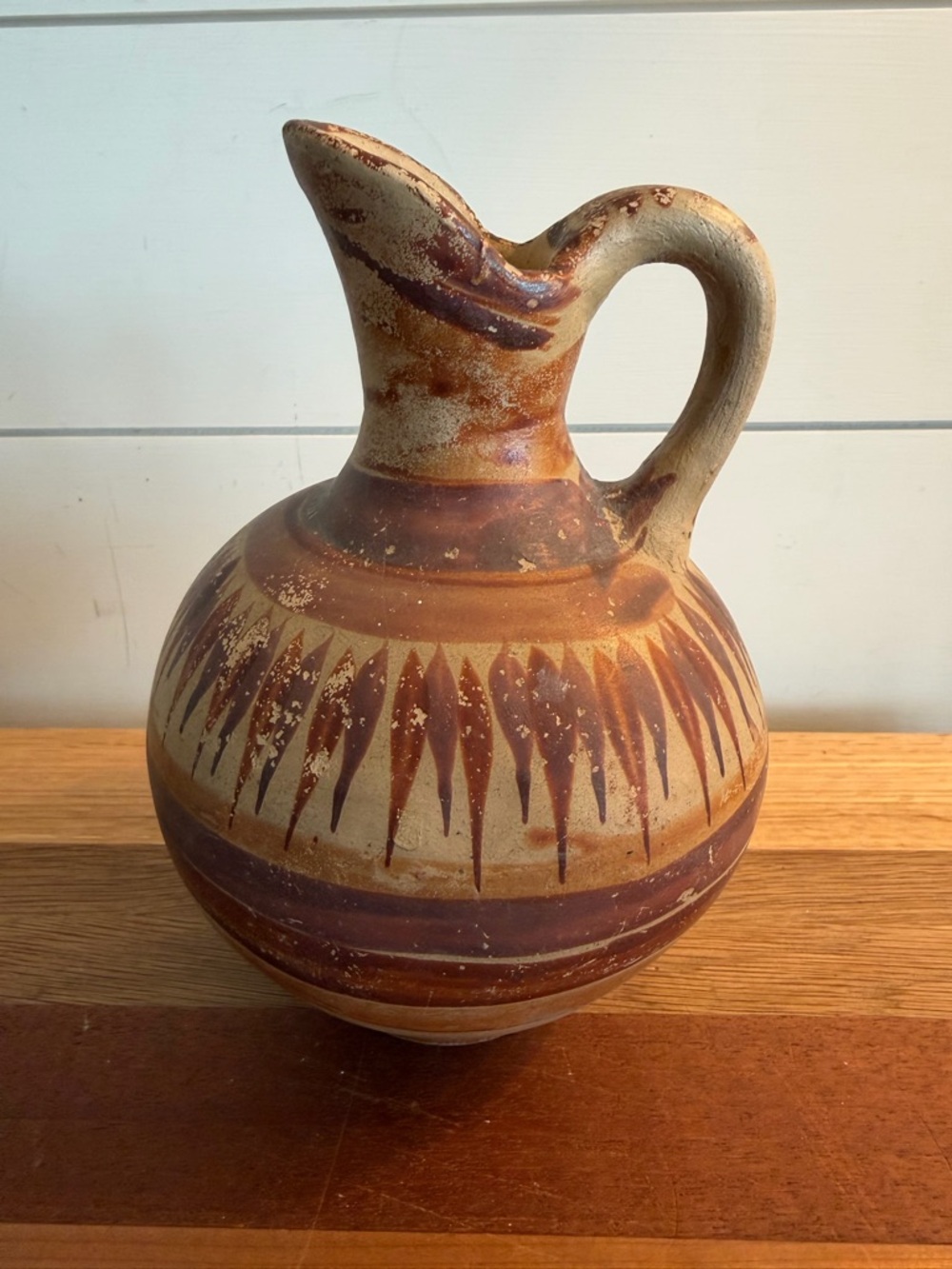 Vintage Mexican Pottery Pitcher Hand Painted